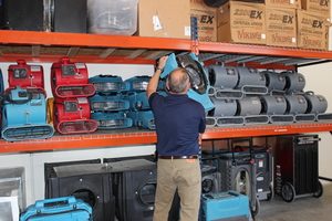 Water Damage Herber Technician Prepping Air Movers